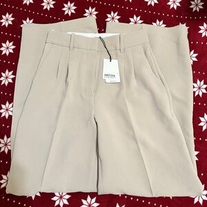 Aritzia Light Tan Pleated Pants
